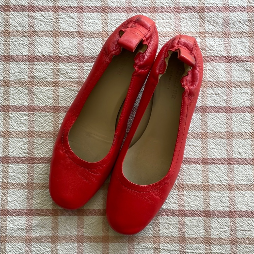 Everlane Red Leather block heel